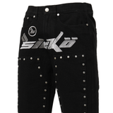 DOUBLE KNEE STUDDED PANTS / BLK